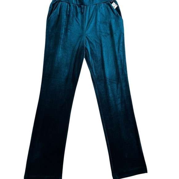 Rachel Roy Velvet Pull On Dark Green Teal Turquoise Pants Size M NWT - Picture 1 of 17